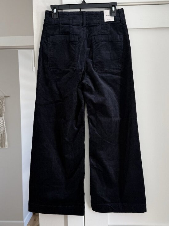 Anthropologie Colette Corduroy Crop Pants Scallop Pocket Wide Leg Size 28 Navy - Picture 5 of 11